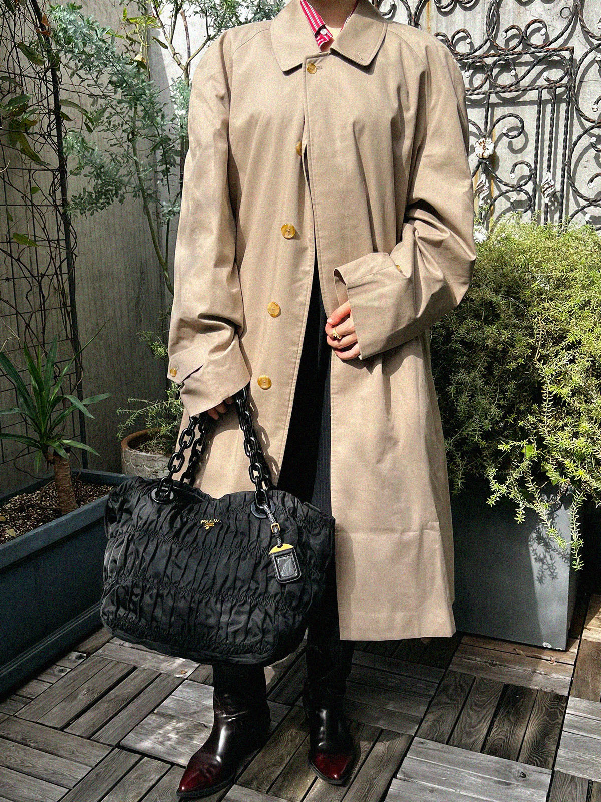 Nova Check Lining Bal Collar Coat in Beige