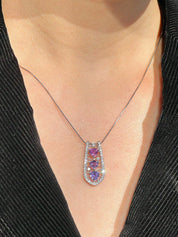 Platinum Sapphire Design Necklace in Silver/Purple