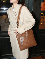 Brown Intrecciato Shoulder Bag