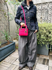 レディディオールミニカナージュステッチ2wayバッグ　ピンク