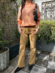 Corduroy logo button pants in beige