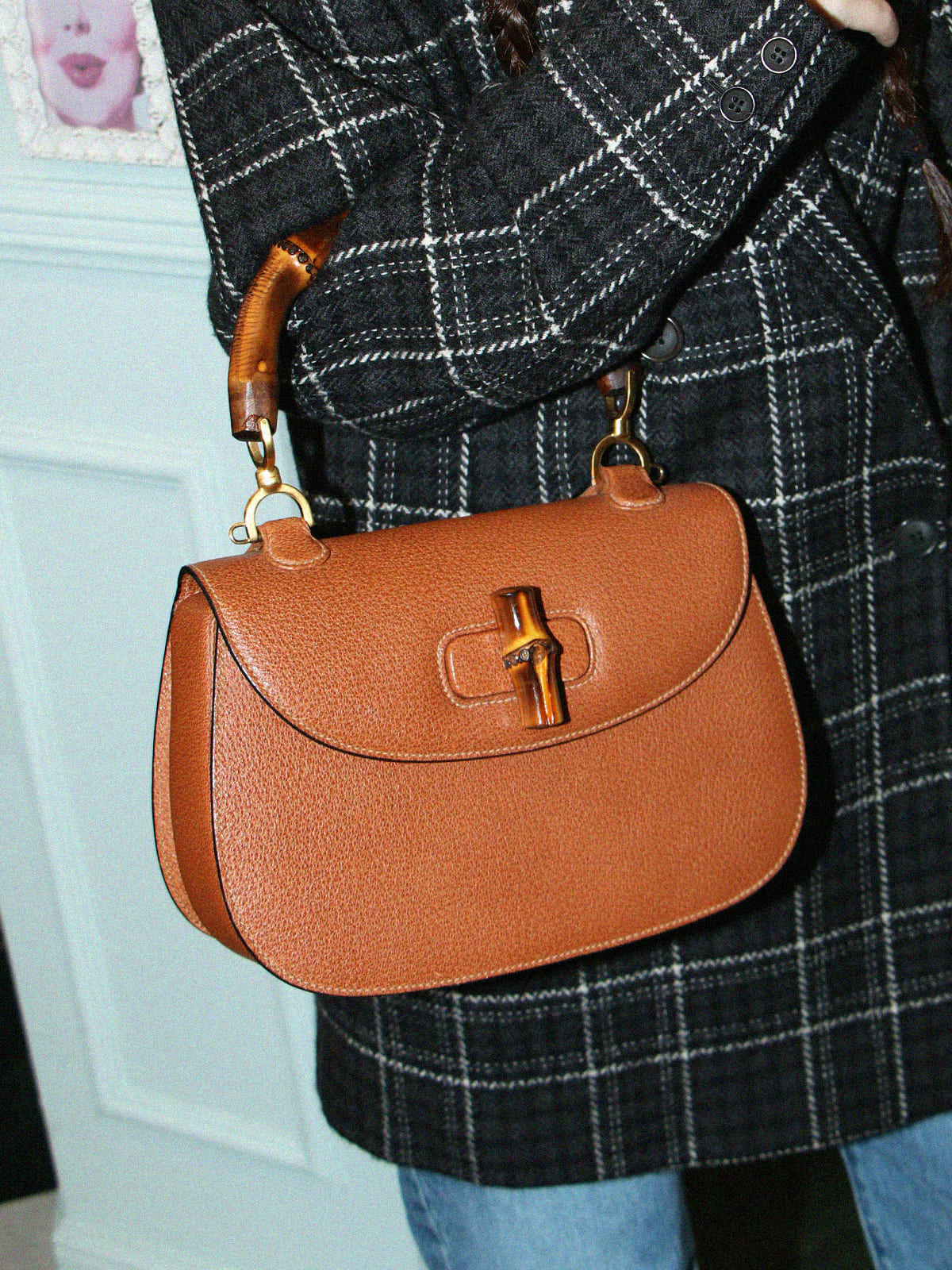 Pigskin Bamboo 2-Way Bag, Camel