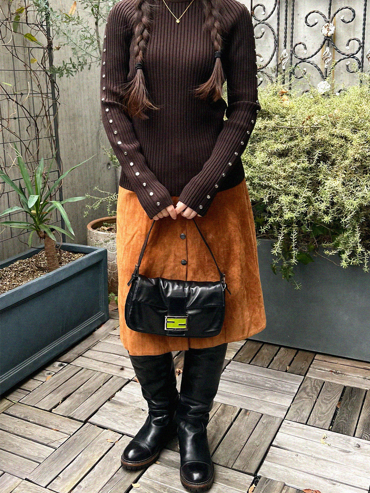 棕色 Macadam 铆钉针织上衣