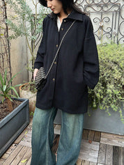 Design Button Coat Black