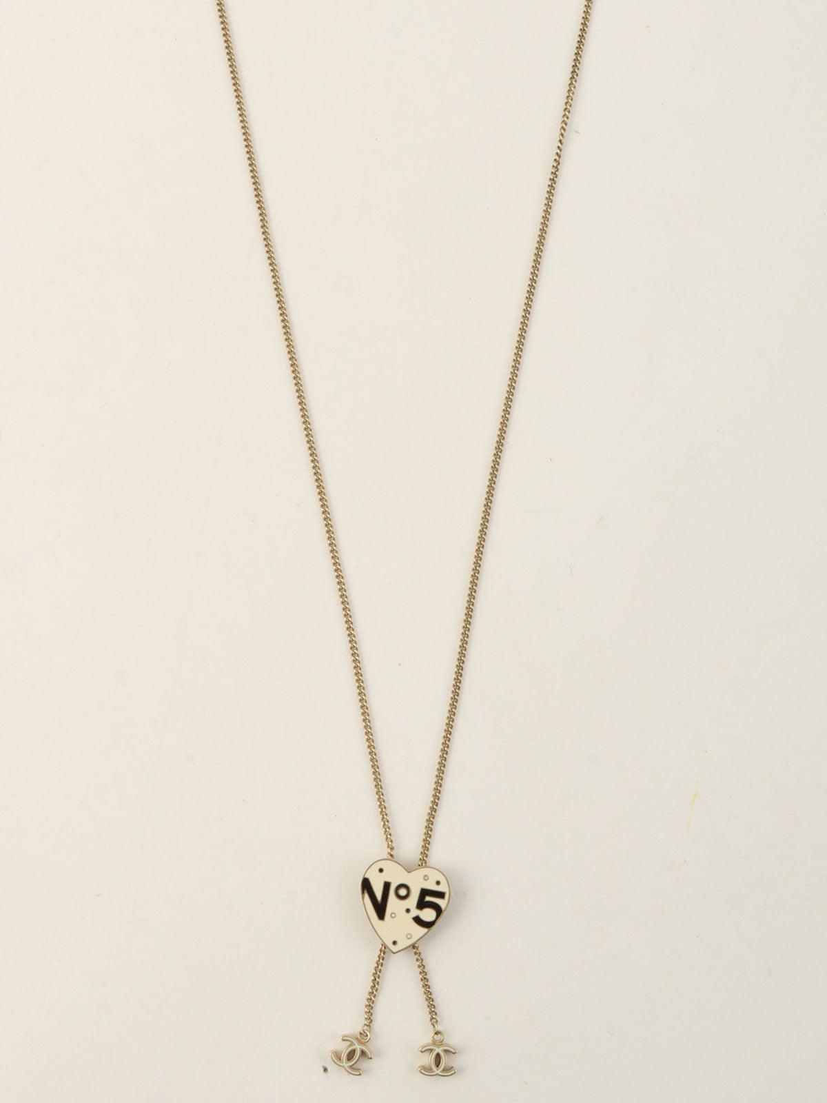 2000 心形图案 5 号 CC 标志项链 金/象牙色