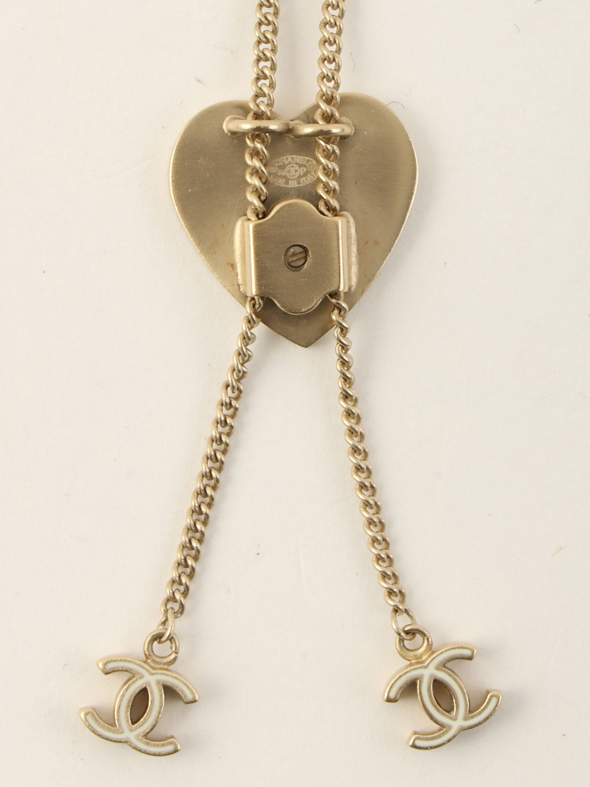 2000年製 ハートモチーフNo.5 CCマークネックレス ゴールド/アイボリー