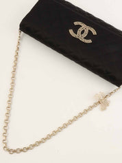 2014年頃製　シルクサテンCCマークステッチバタフライチェーンバッグ　ブラック