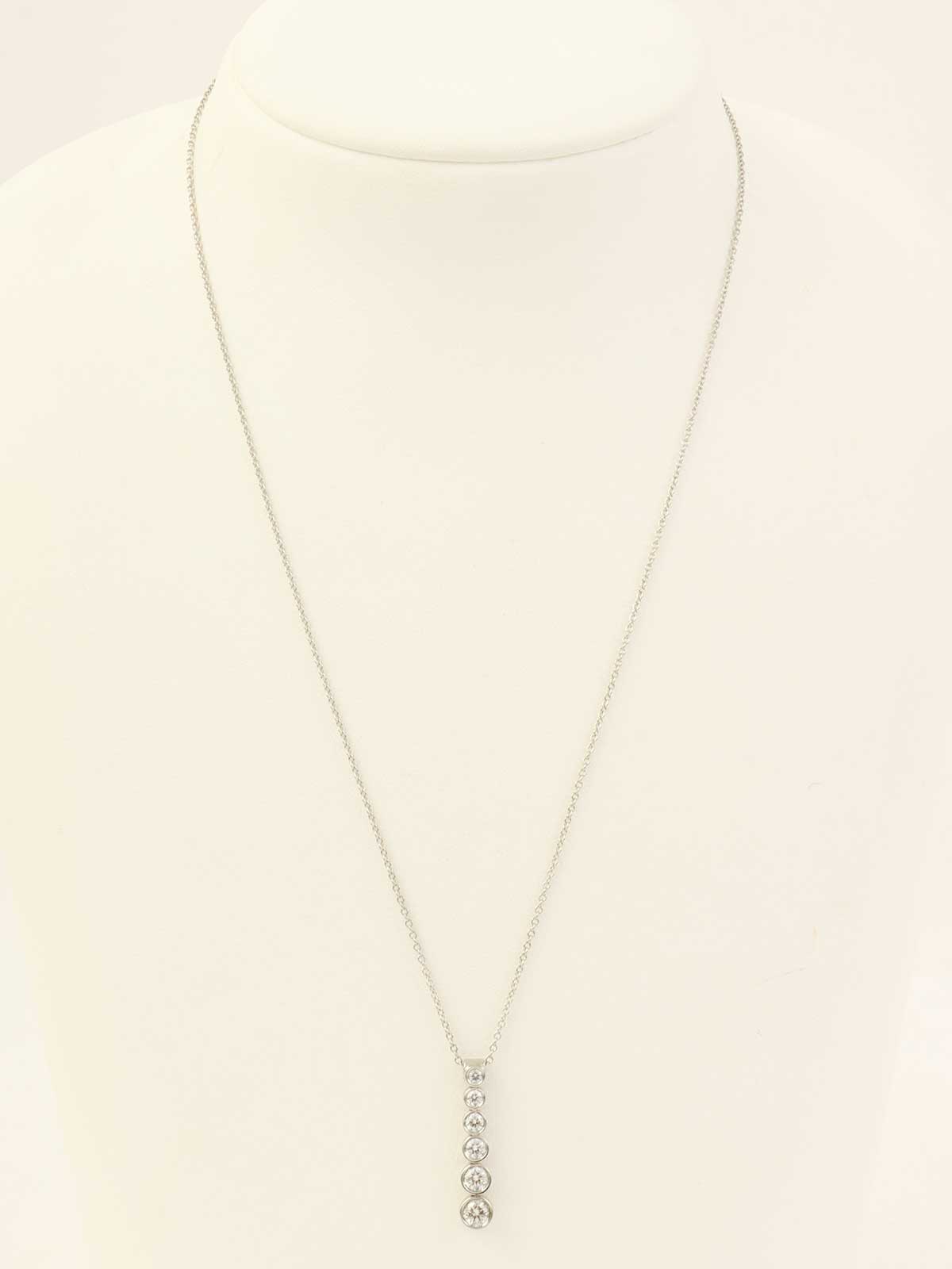 Platinum Diamond Jazz Graduated Necklace in Silver