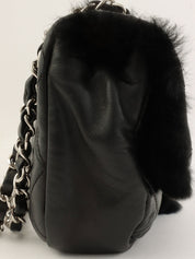 2008 Matelasse W Chain Fur Shoulder Bag Black
