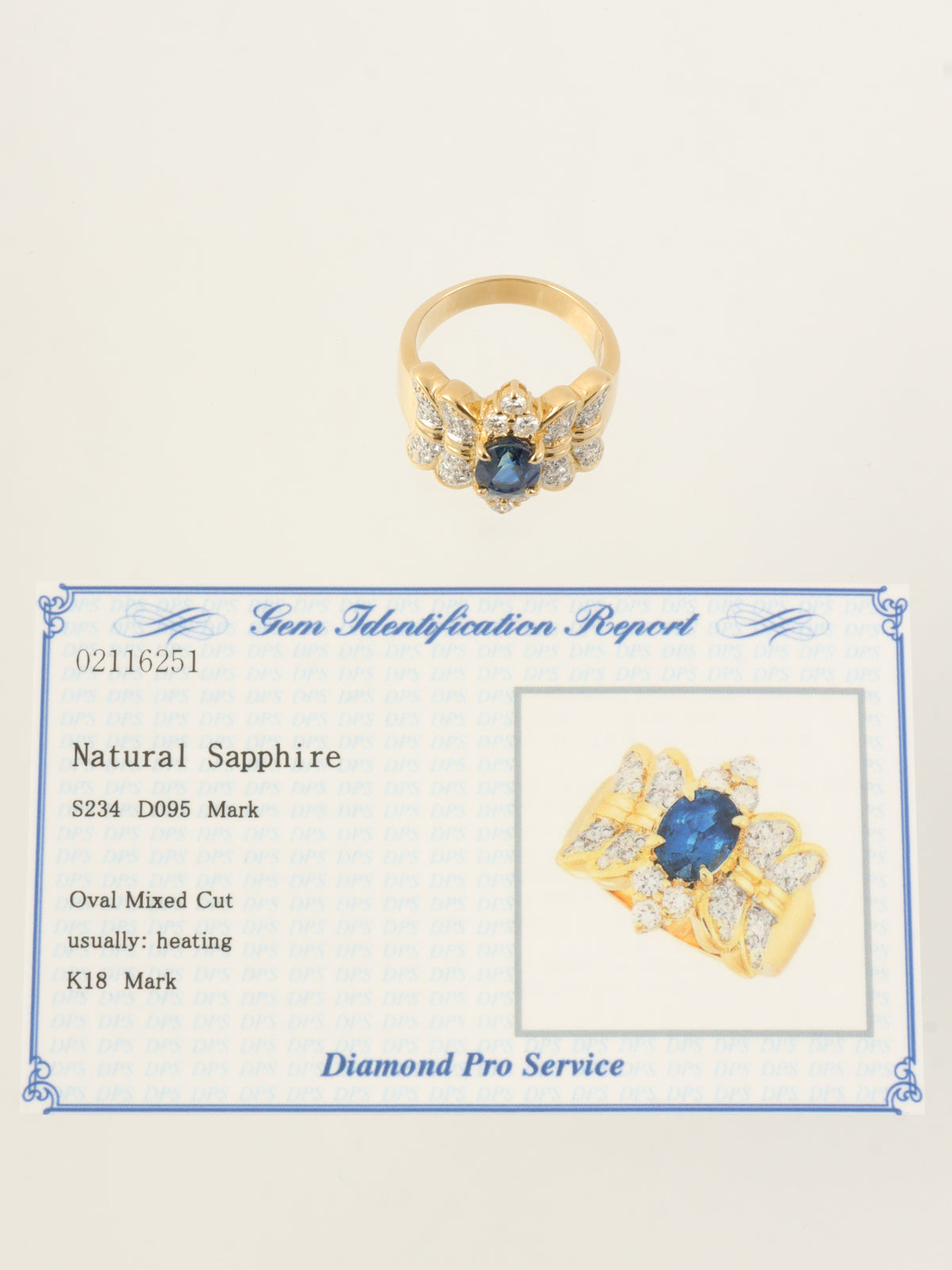 18K Sapphire and Diamond Design Ring in Gold/Blue