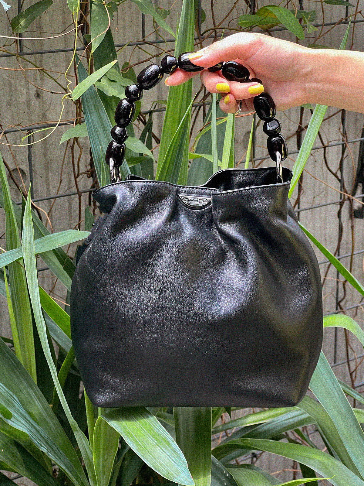 Maris Pearl Logo Plate Top Handle Bag Black