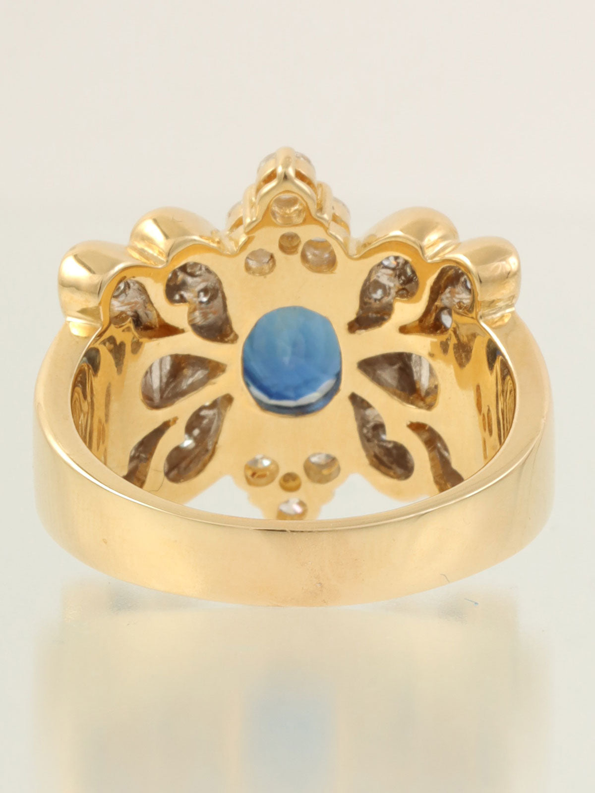 18Kサファイアダイヤモンドデザインリング ゴールド/ブルー