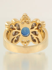 18Kサファイアダイヤモンドデザインリング ゴールド/ブルー