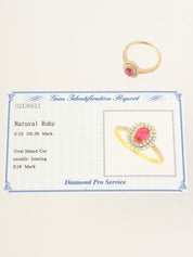 18K Gold/Cherry Red Ruby and Diamond Oval Ring