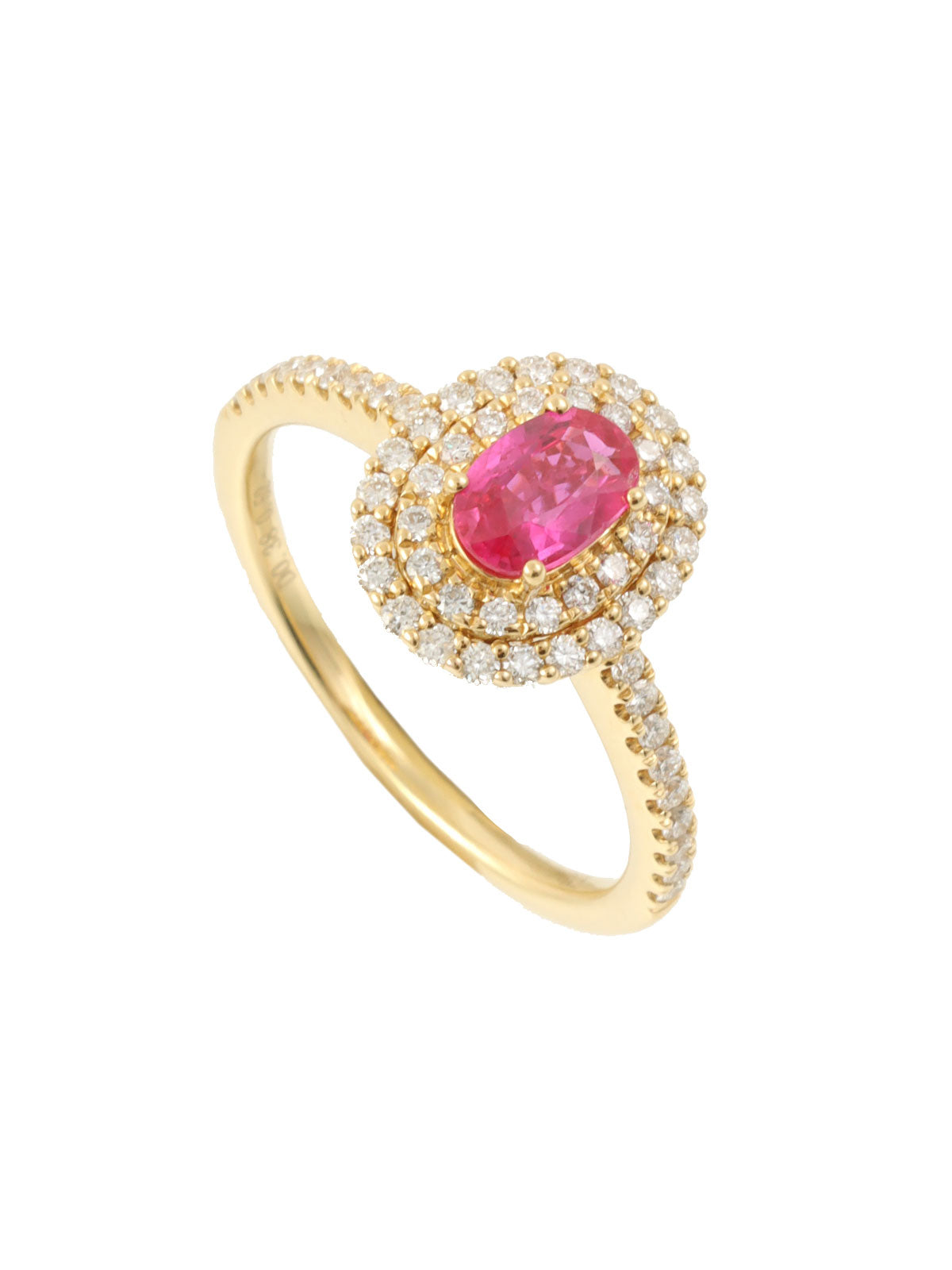 18K Gold/Cherry Red Ruby and Diamond Oval Ring