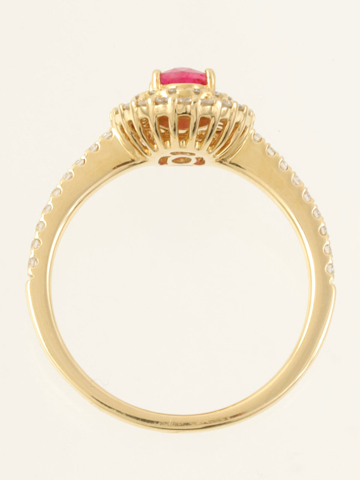 18K Gold/Cherry Red Ruby and Diamond Oval Ring