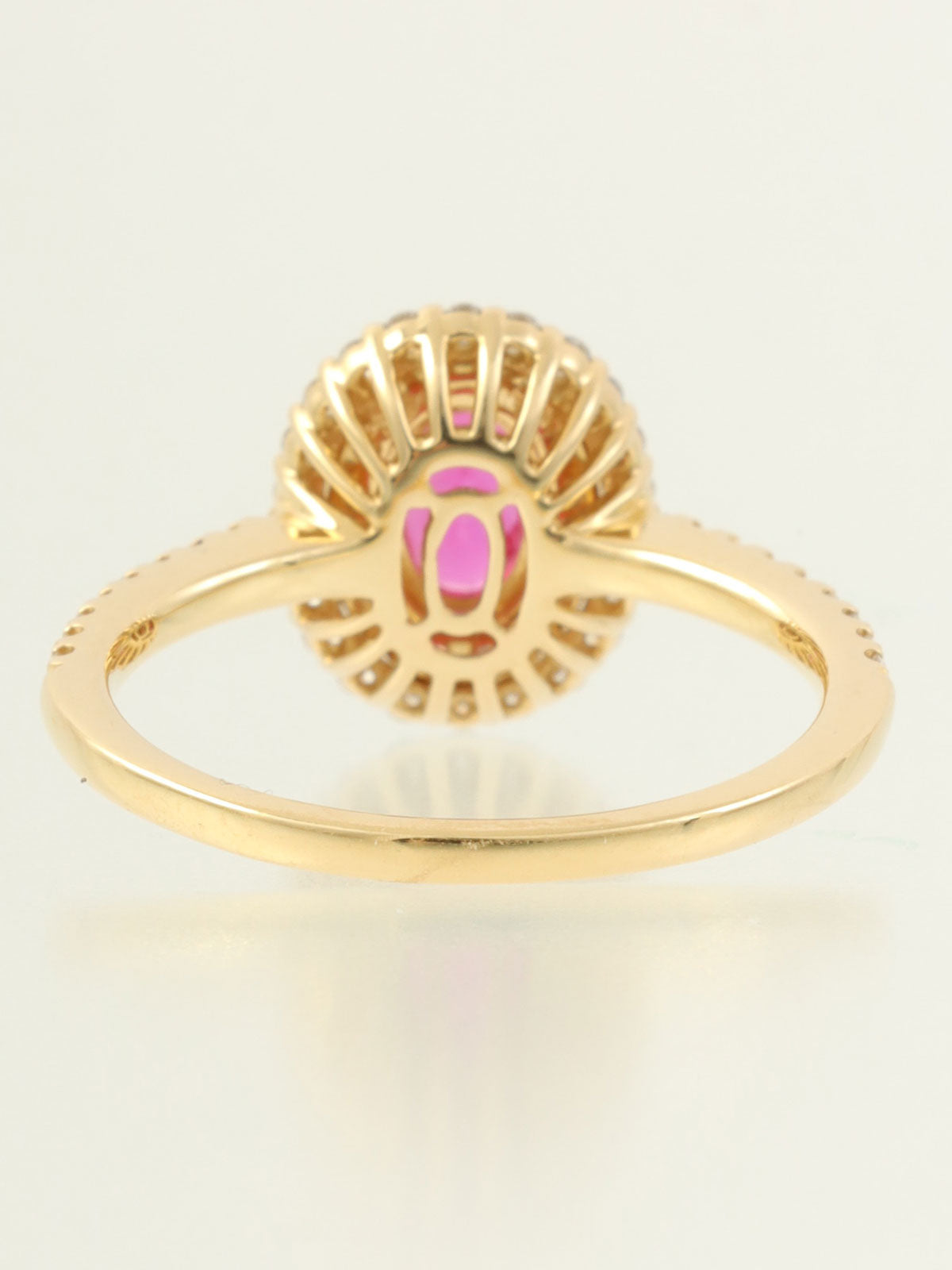 18K Gold/Cherry Red Ruby and Diamond Oval Ring