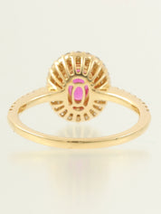18K Gold/Cherry Red Ruby and Diamond Oval Ring