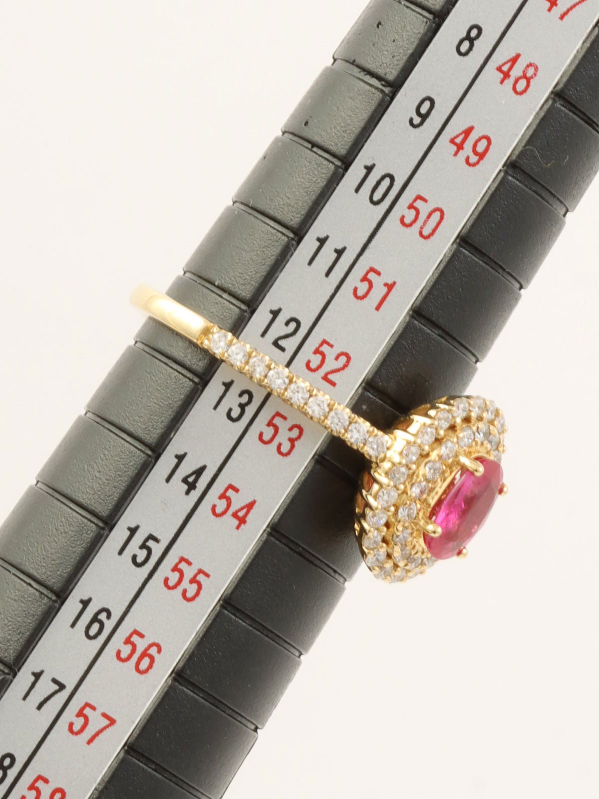 18K Gold/Cherry Red Ruby and Diamond Oval Ring