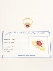 18Kルビーダイヤモンドハートリング ゴールド/レッド