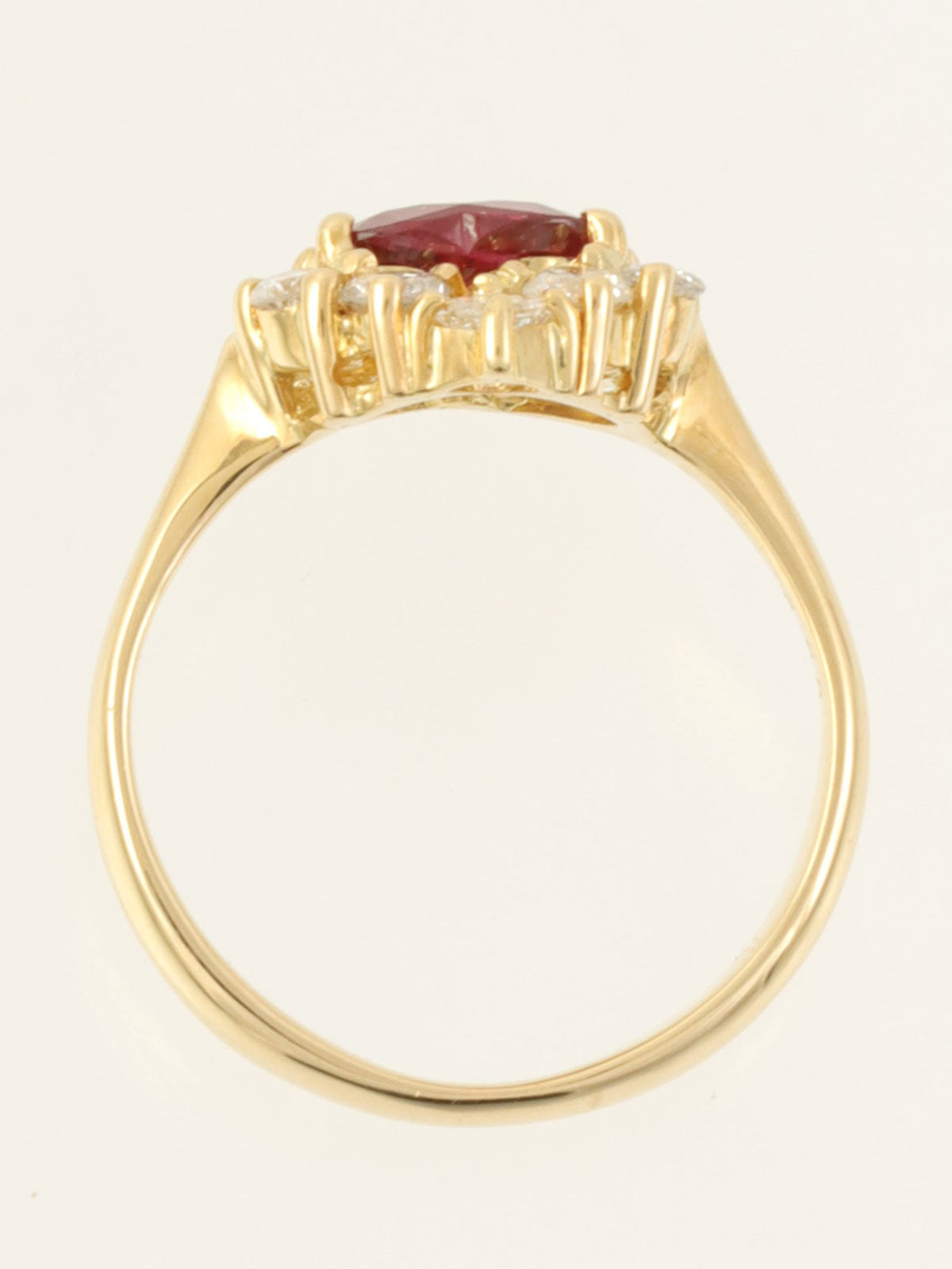 18Kルビーダイヤモンドハートリング　ゴールド/レッド