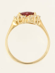 18Kルビーダイヤモンドハートリング　ゴールド/レッド