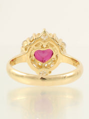 18Kルビーダイヤモンドハートリング　ゴールド/レッド