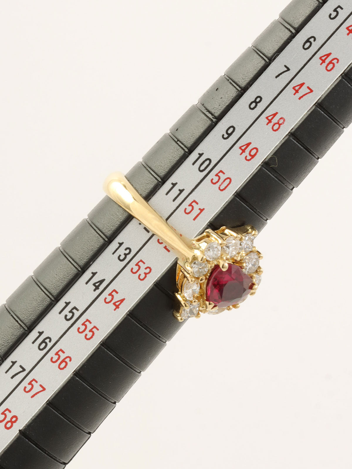 18Kルビーダイヤモンドハートリング　ゴールド/レッド