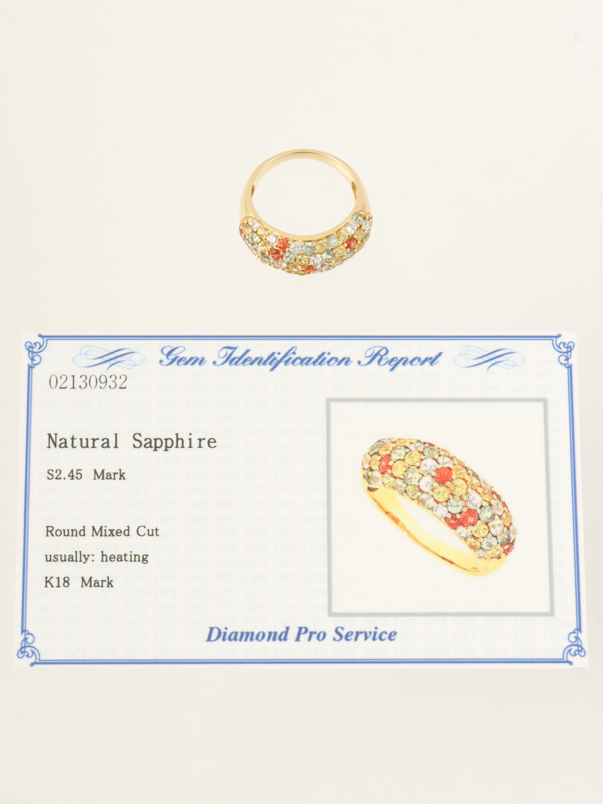 18K Sapphire Ring in Gold/Yellow/Orange