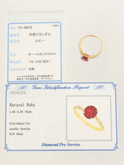 18Kルビーダイヤモンドリング　ゴールド/レッド