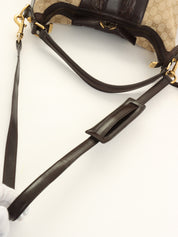 鳄鱼帆布 GG 图案组合米色/深棕色两用包