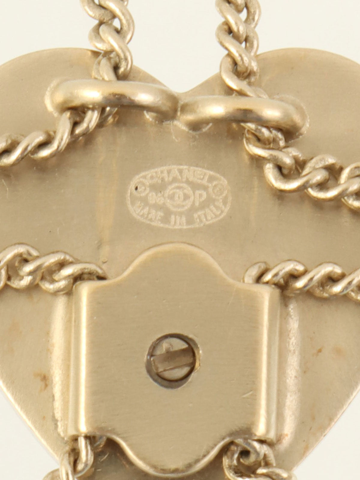 2000 心形图案 5 号 CC 标志项链 金/象牙色