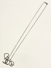 2006年製 LOVE＆PEACE CCマークラインストーンネックレス ガンメタル/ブラック