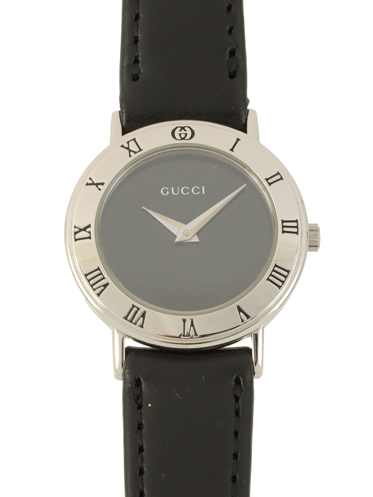 Round Logo Face Watch Silver/Black