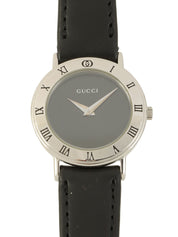 Round Logo Face Watch Silver/Black