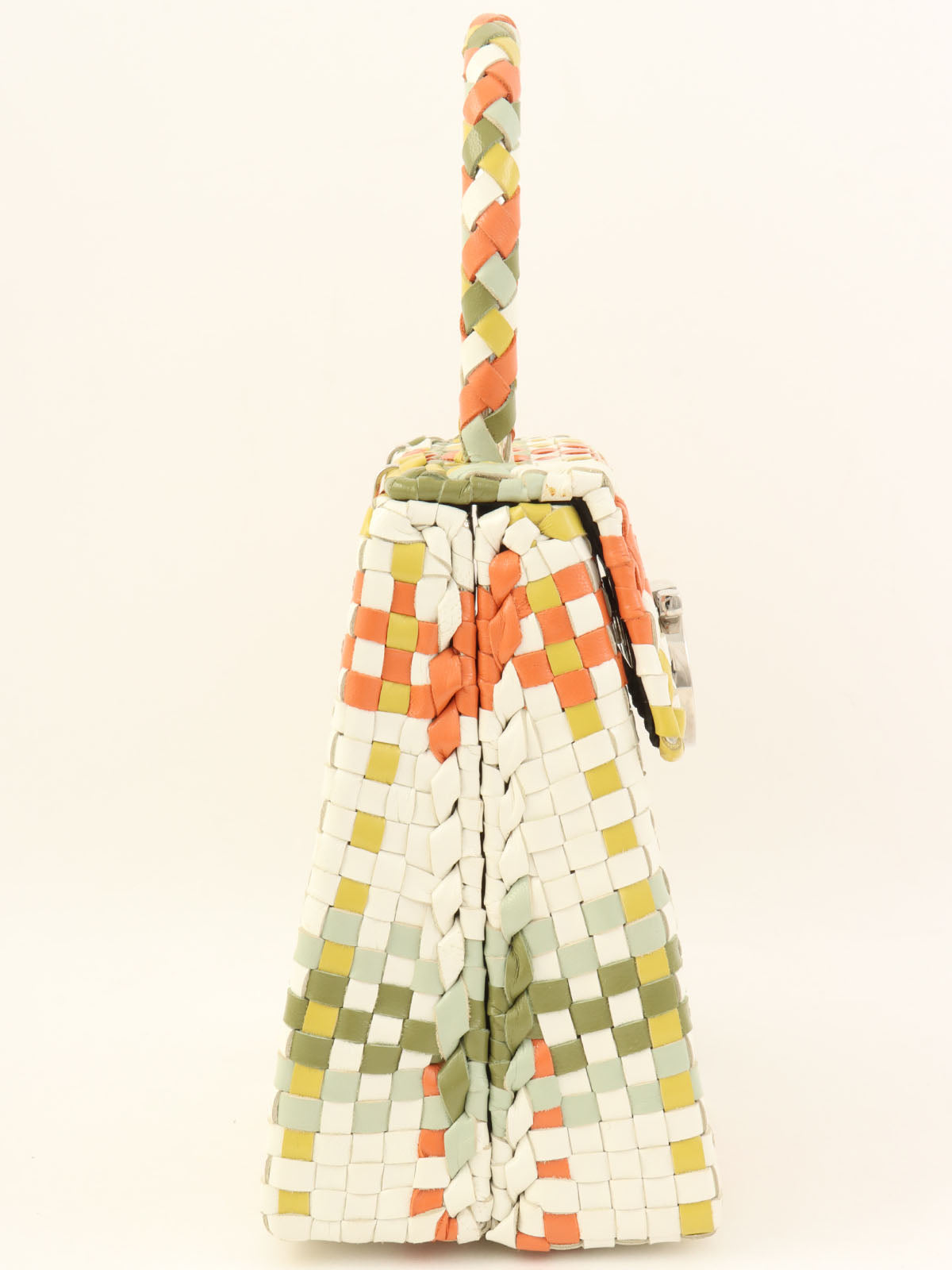 イントレチャートガンチーニプレートハンドバッグ オレンジ/グリーン/マルチ