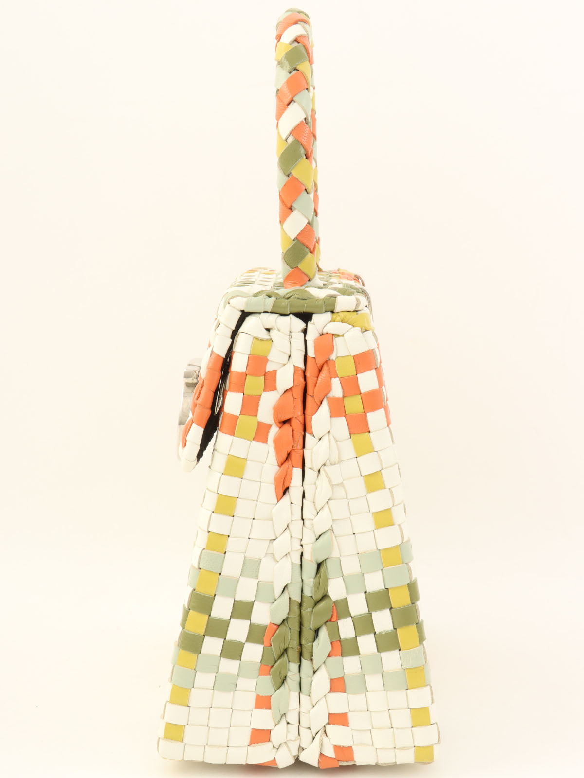 イントレチャートガンチーニプレートハンドバッグ オレンジ/グリーン/マルチ