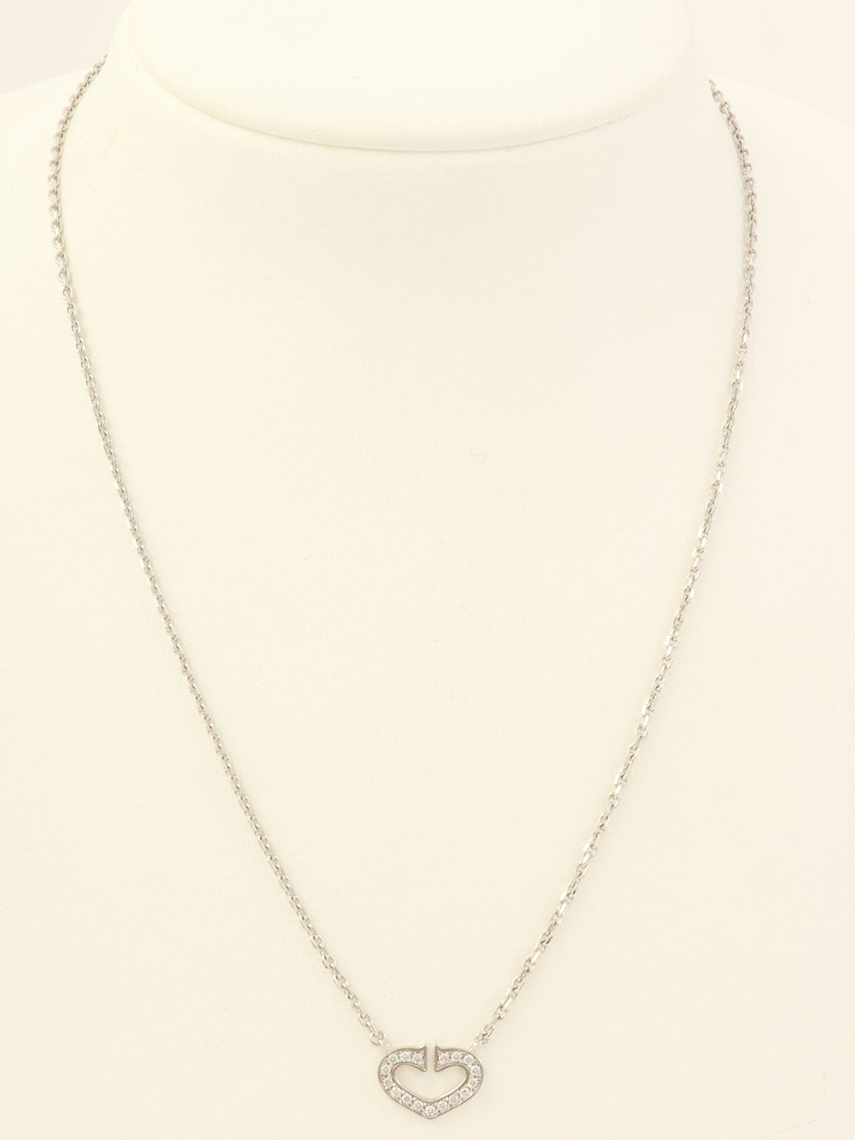 18K Diamond C Heart Necklace in Silver