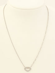 18K Diamond C Heart Necklace in Silver