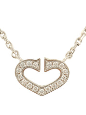 18K Diamond C Heart Necklace in Silver