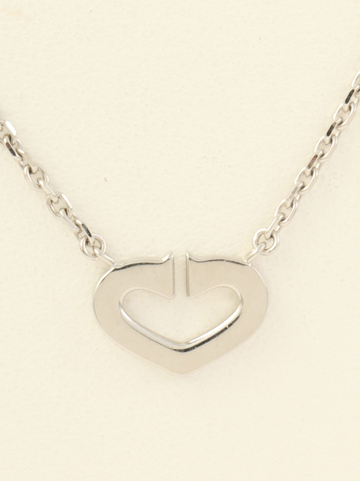18K Diamond C Heart Necklace in Silver