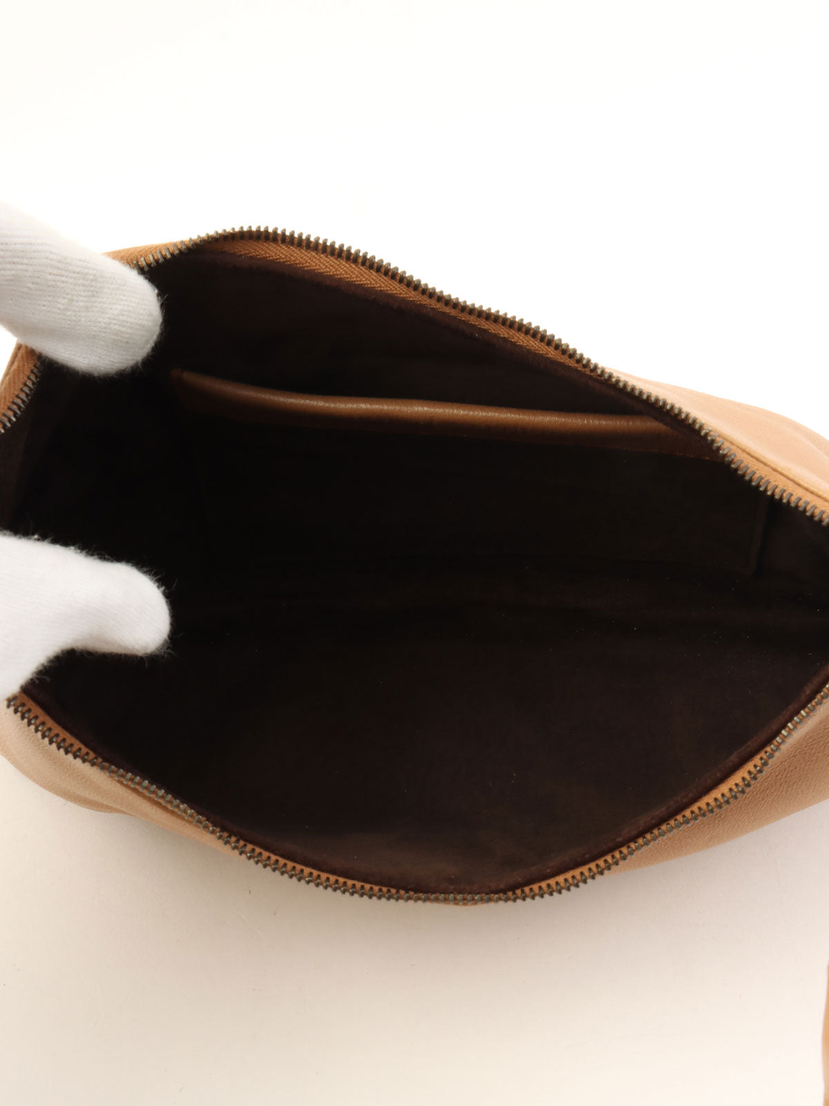 驼色 Intrecciato 饰边手提包