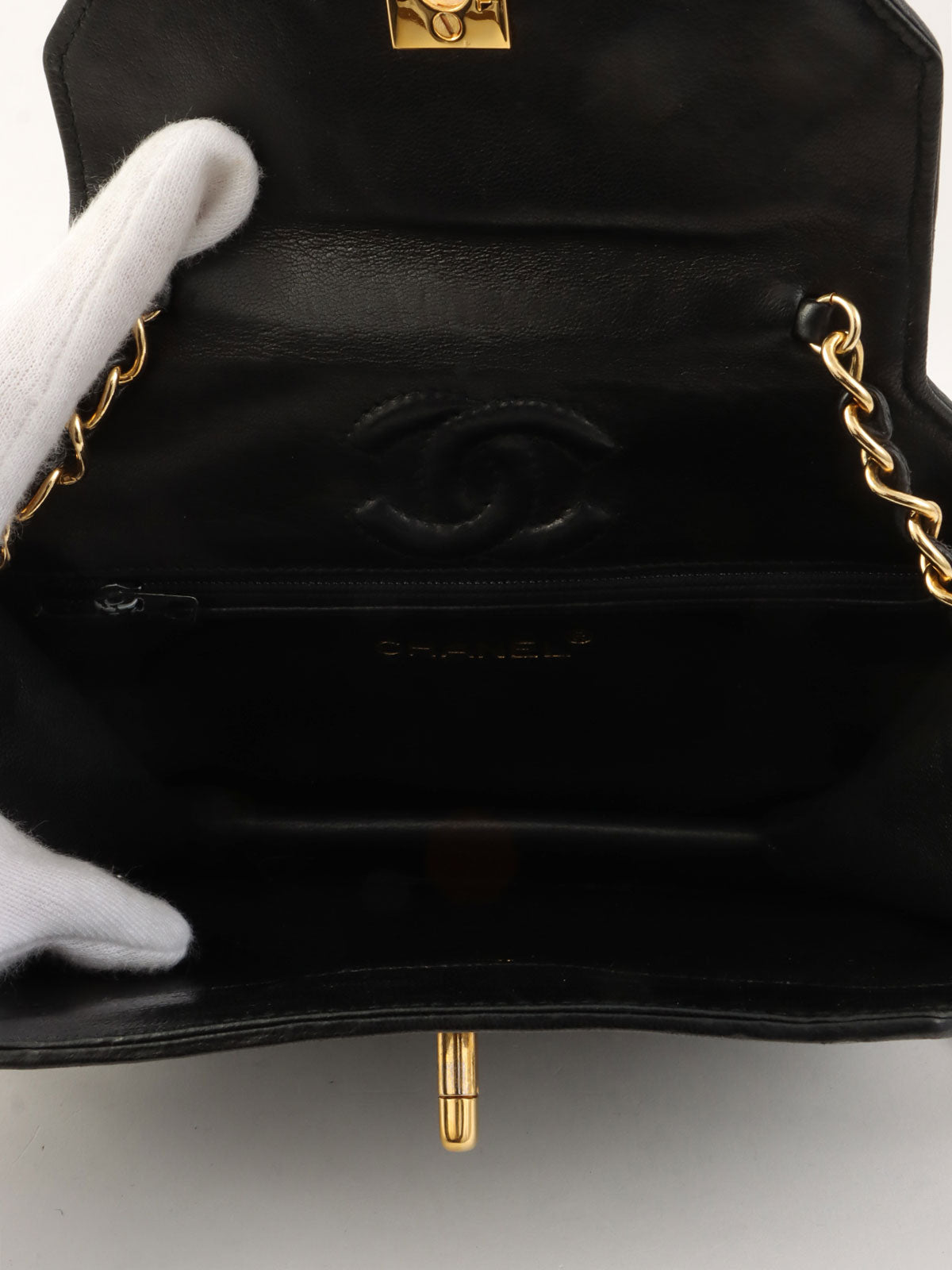 1990年頃製 オクタゴンCCターンロックチェーンショルダーバッグ ブラック