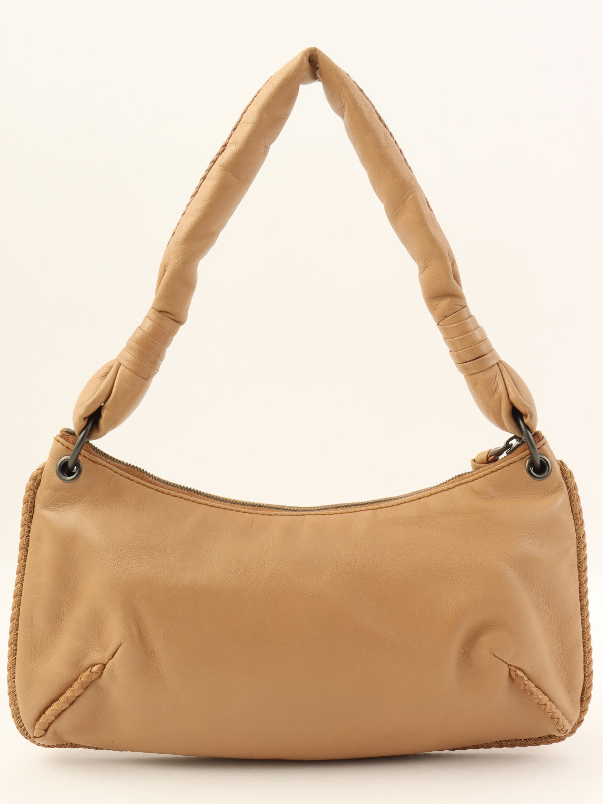 Beige Intrecciato Trim Handbag