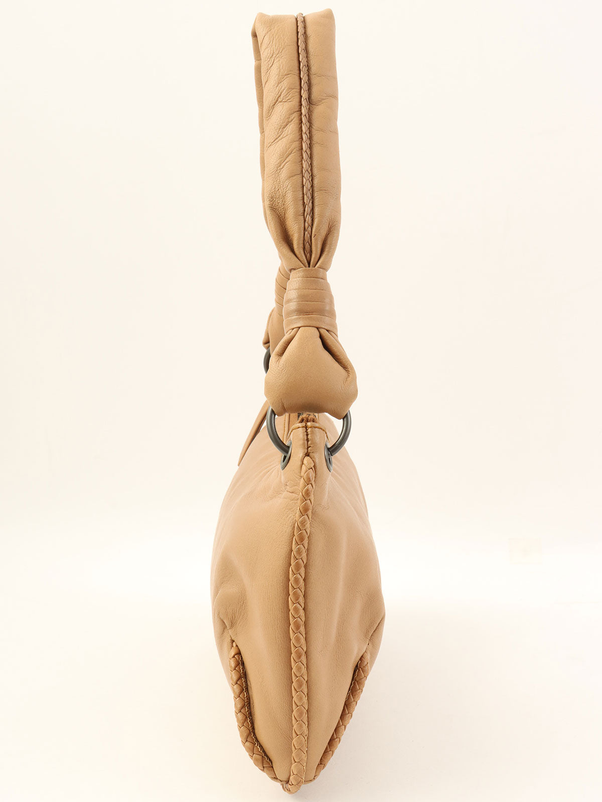 Beige Intrecciato Trim Handbag