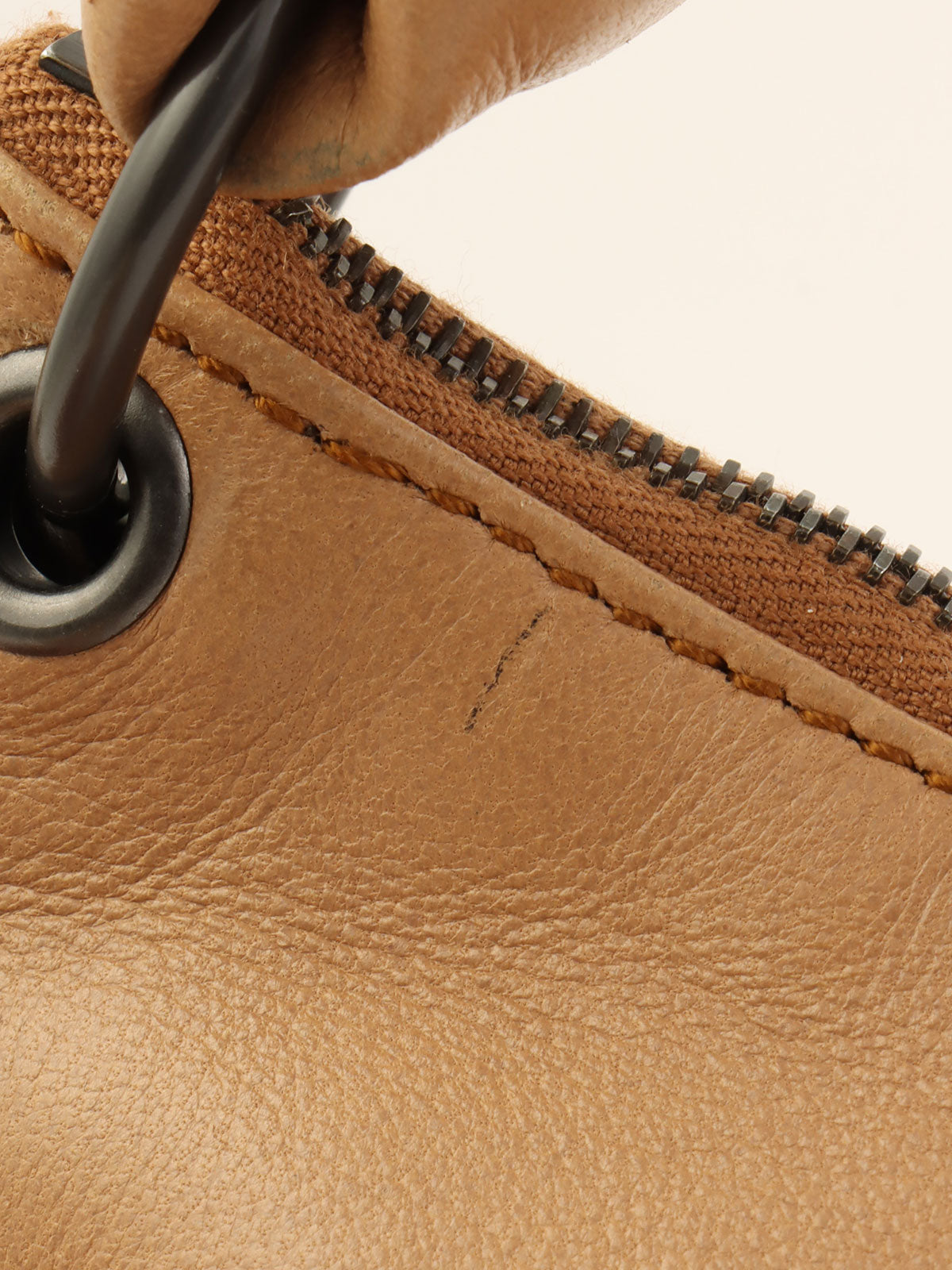 Beige Intrecciato Trim Handbag