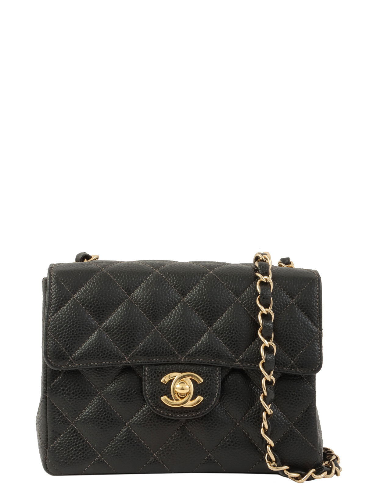2004年頃製 キャビアスキンクラシックフラップチェーンバッグミニ ブラック