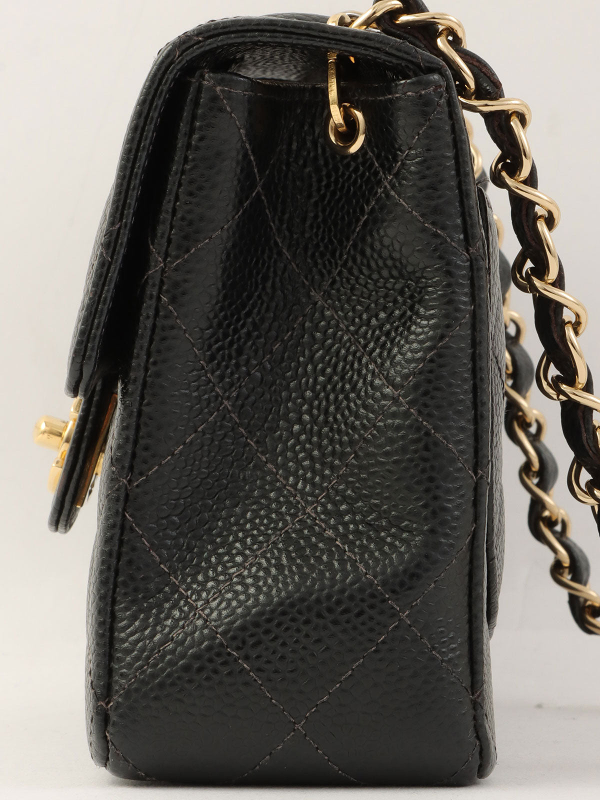 2004年頃製 キャビアスキンクラシックフラップチェーンバッグミニ ブラック