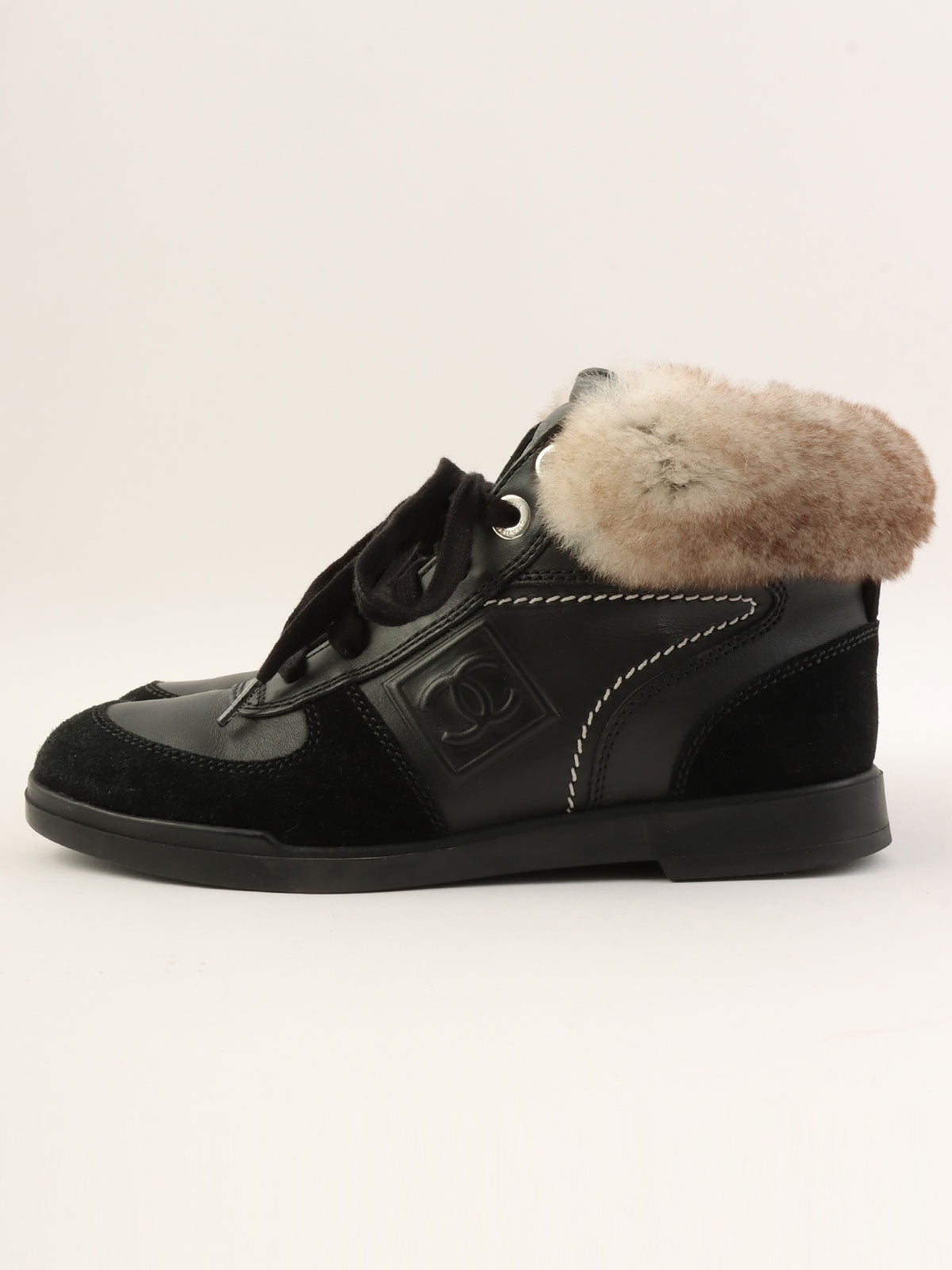 ラパンファーCCマークハイカットスニーカー ブラック／グレー