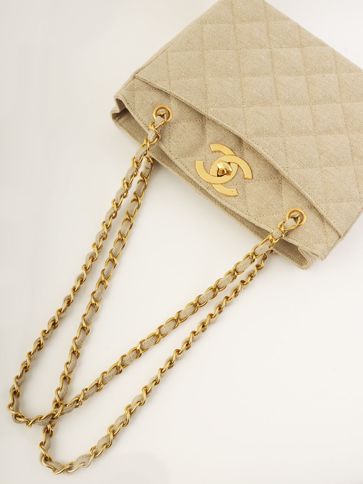 1995年頃製 リネンCCターンロックチェーントートバッグ ベージュ